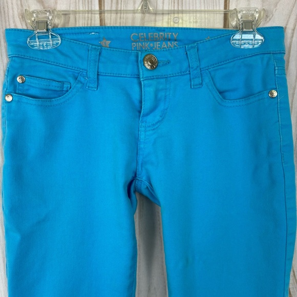 Celebrity Pink Jeans Low Rise Skinny Stretchy Comfort Pants Teal Size 1 Juniors - Picture 5 of 13